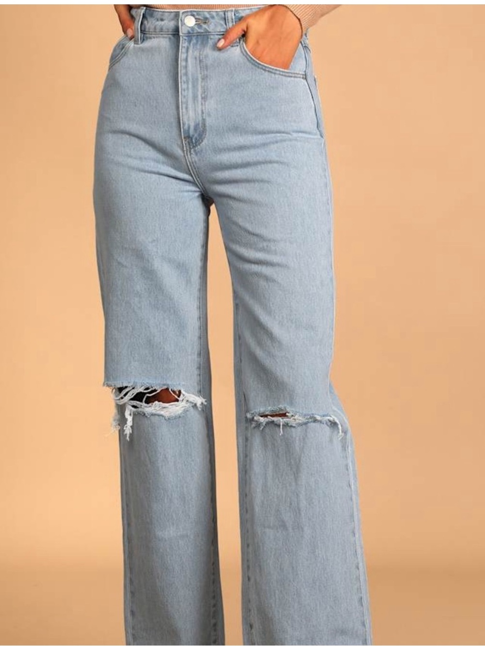 ROLLA'S Light Blue High-Rise Raw Edge Jeans